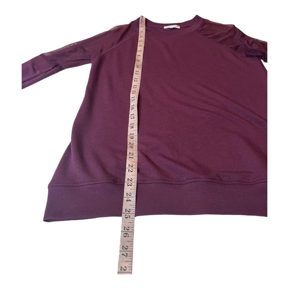 Fitz + Eddie Maroon Sheer Sleeves Shoulder Lightweight Crew Sweatshirt Athletic - Picture 11 of 13